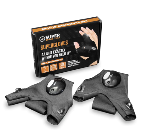 SuperGloves product box with both LED gloves